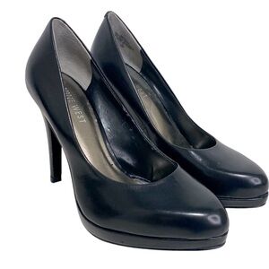 Nine West - Black Leather Stiletto Platform - 5 China